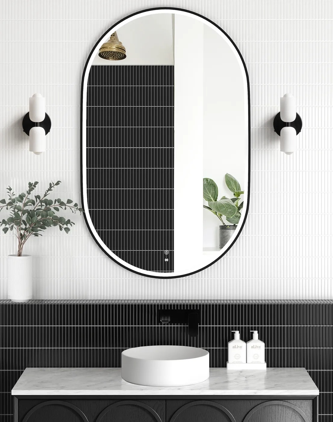 Noosa Matte Black Metal Frame Led Mirror 900 x 600 - Image 2