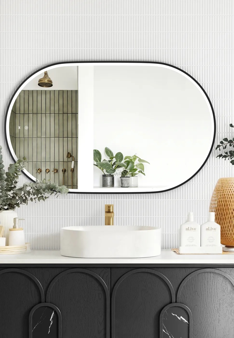 Noosa Matte Black Metal Frame Led Mirror 900 x 600 - Image 3