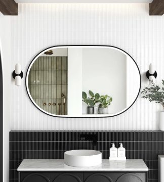 Noosa Matte Black Metal Frame Led Mirror 900 x 600