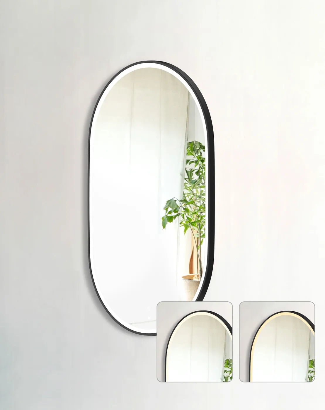 Noosa Matte Black Metal Frame Led Mirror 900 x 600 - Image 4