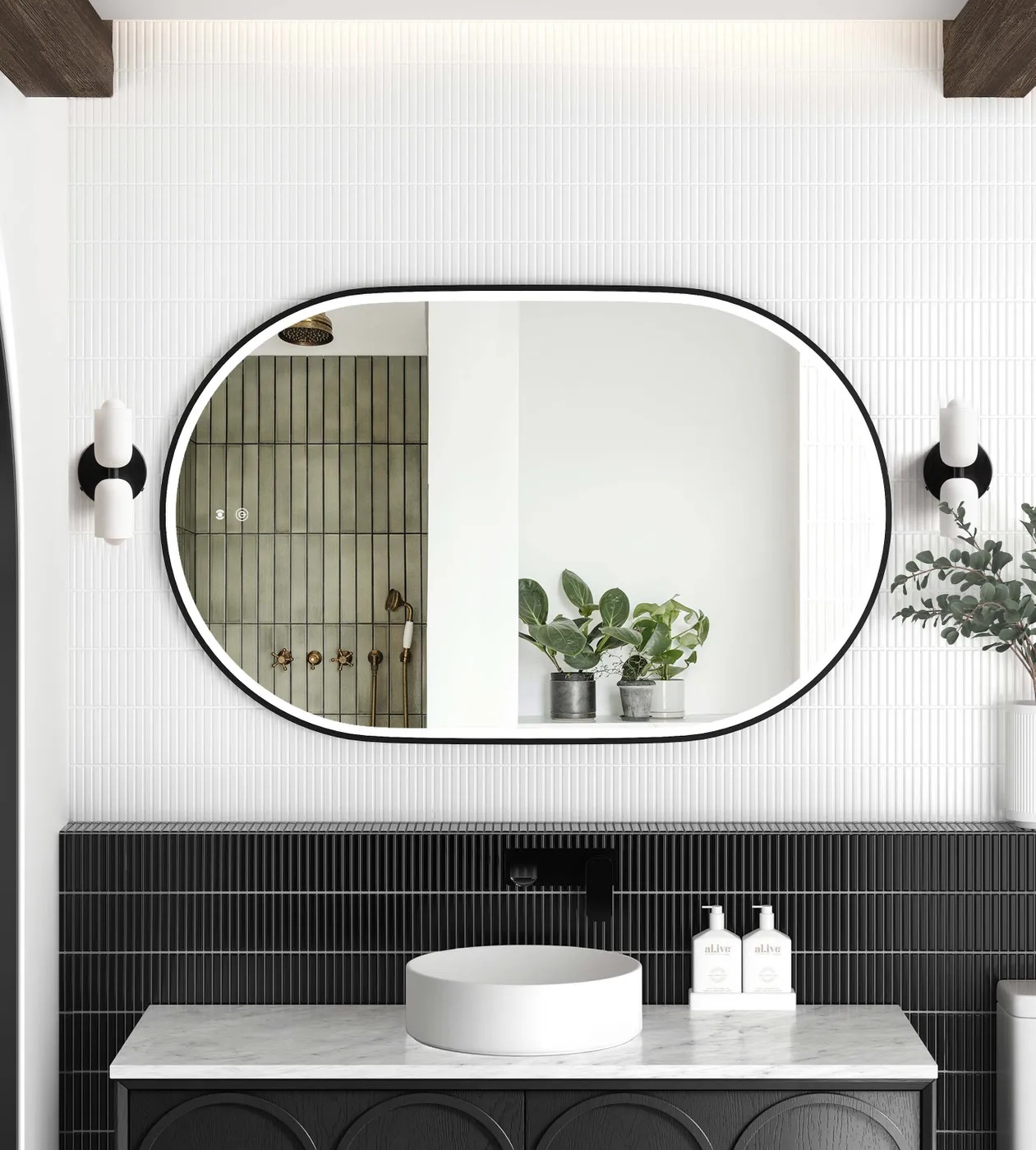 Noosa Matte Black Metal Frame Led Mirror 900 x 600