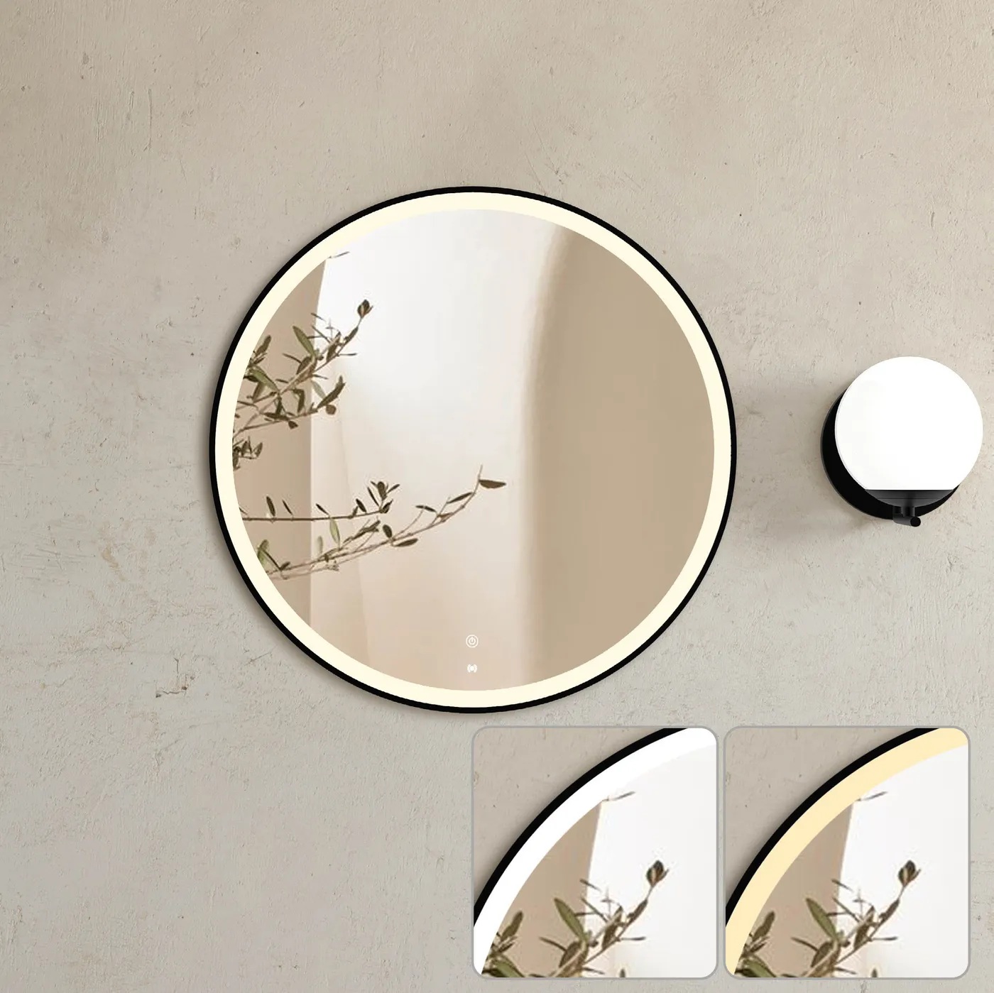 Bondi Black Metal Frame Led Mirror 800 - Image 3
