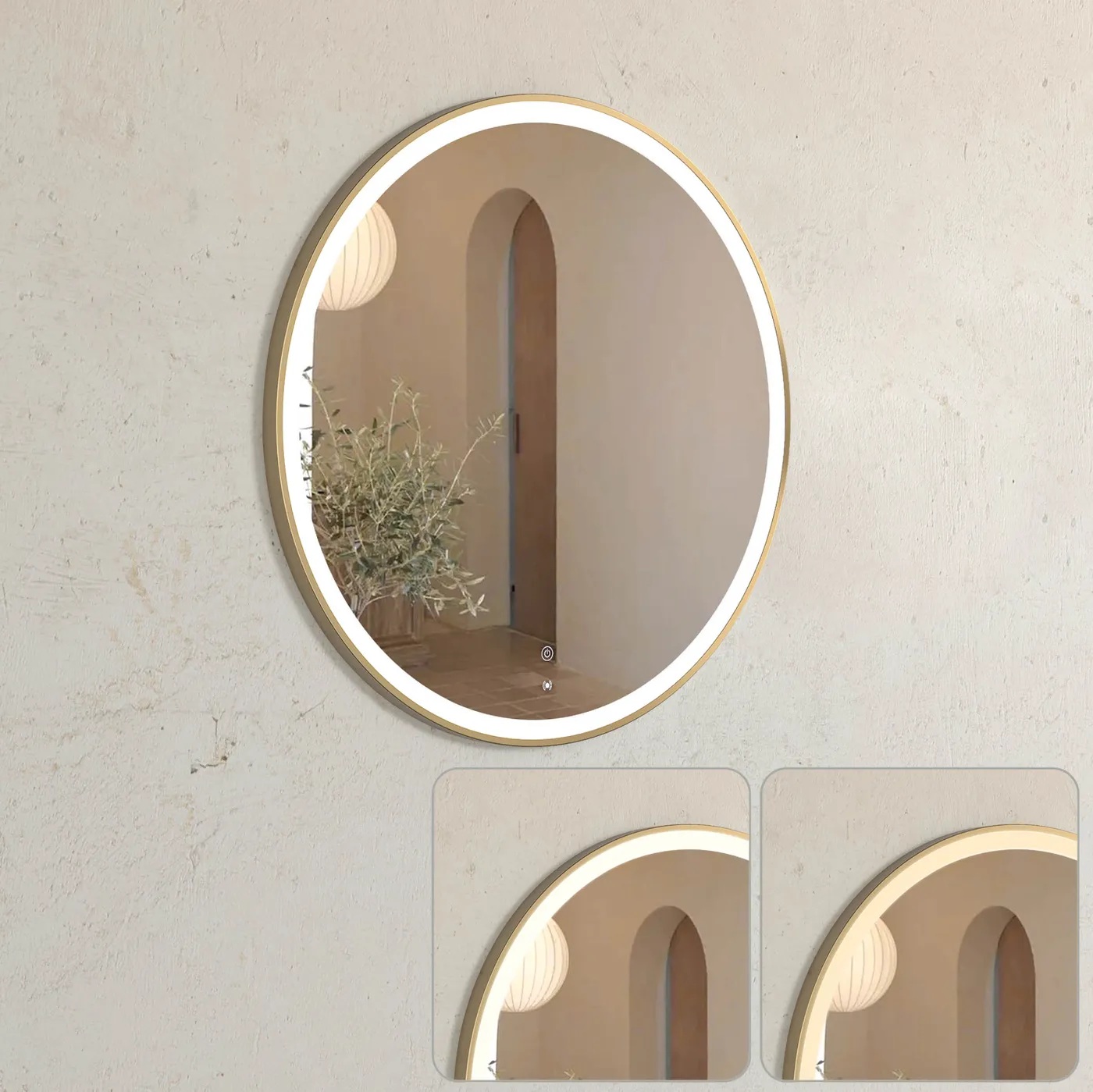 Bondi Gold Metal Frame Led Mirror 800 - Image 3