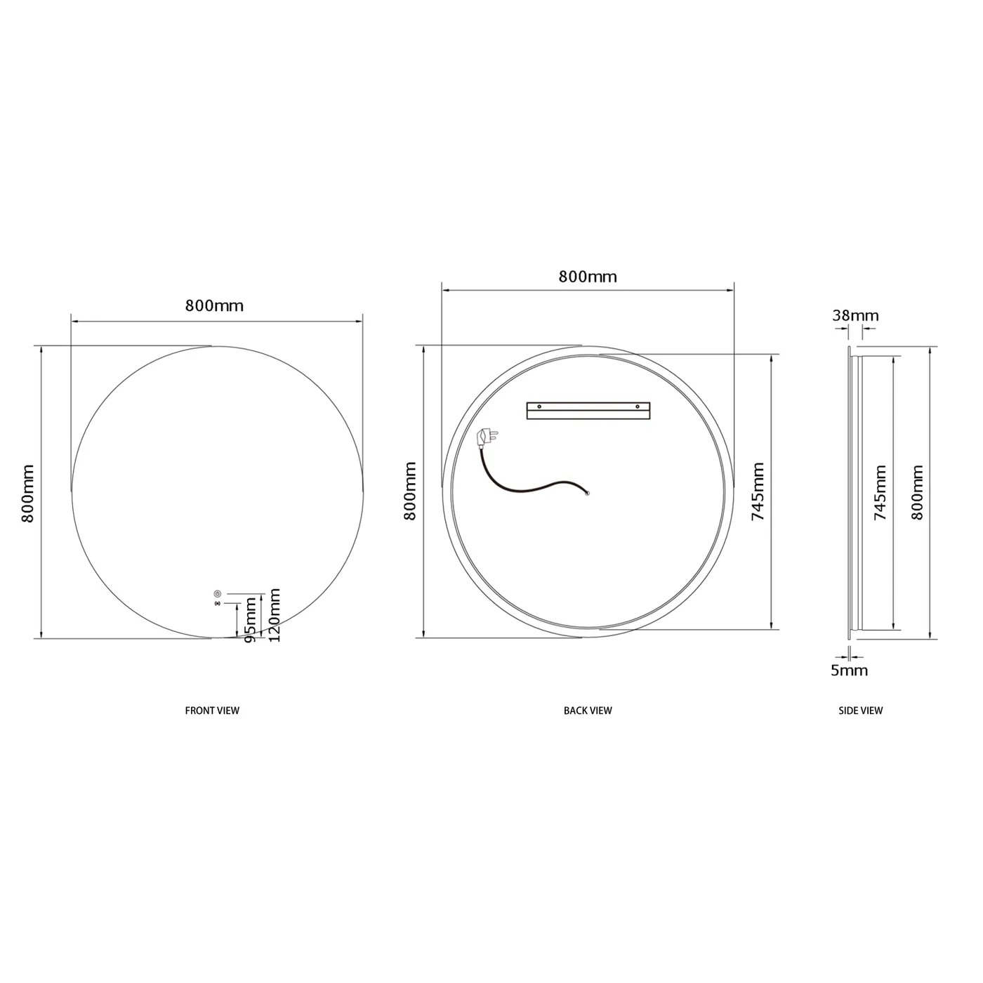 Bondi Frameless LED Mirror 800 - Image 4
