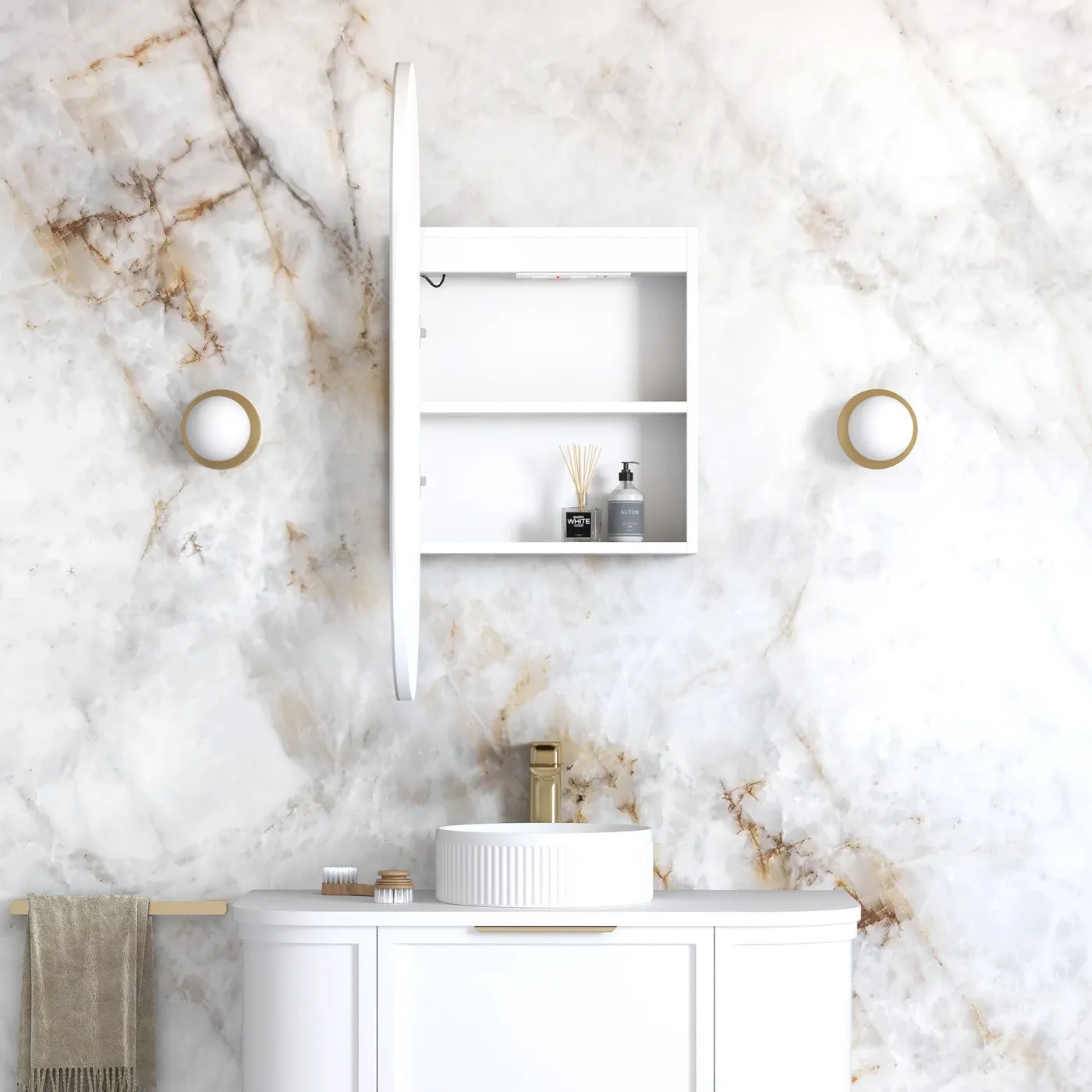 Noosa Led Shaving Cabinet 450 x 900 Matte White Premium Edition - Image 2