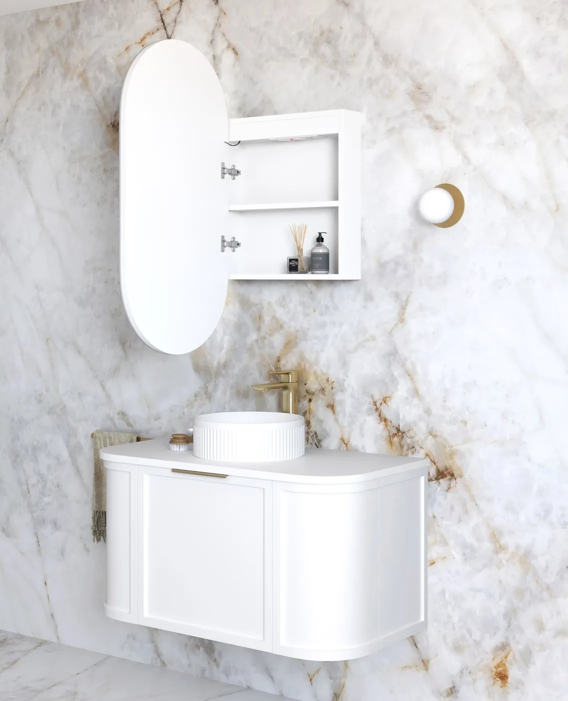 Noosa Led Shaving Cabinet 450 x 900 Matte White Premium Edition - Image 3