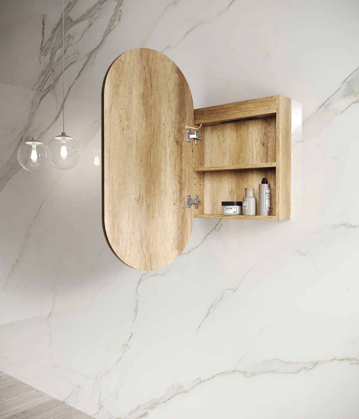 Noosa Led Shaving Cabinet 450 x 900 Natural Oak Premium Edition - Image 2