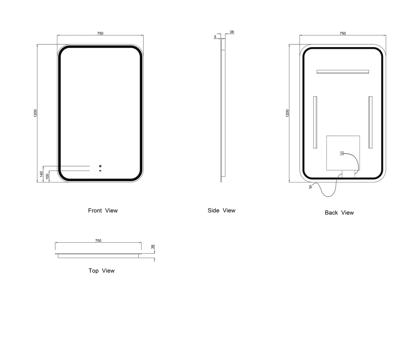 Newport Frameless Tuffi Led Mirror 1200 x 750 - Image 6