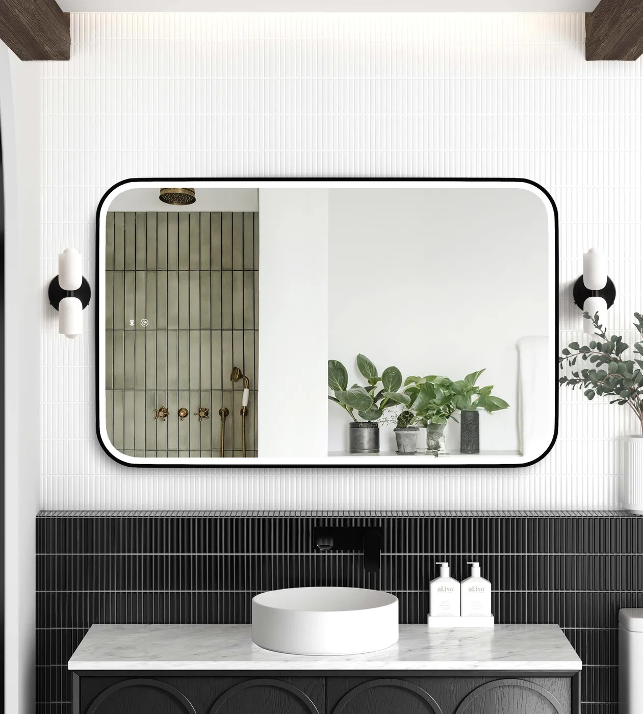 Newport Matte Black Metal Frame Led Mirror 1200 x 750