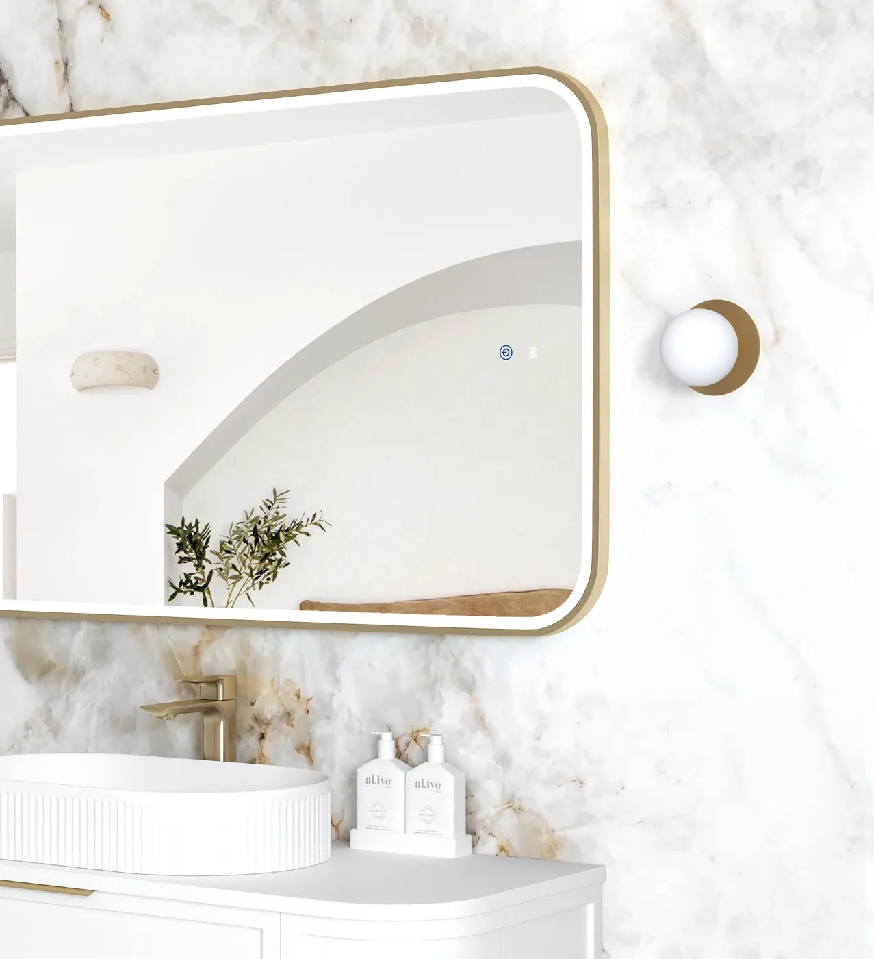 Newport Gold Metal Frame Led Mirror 1200 x 750 - Image 3