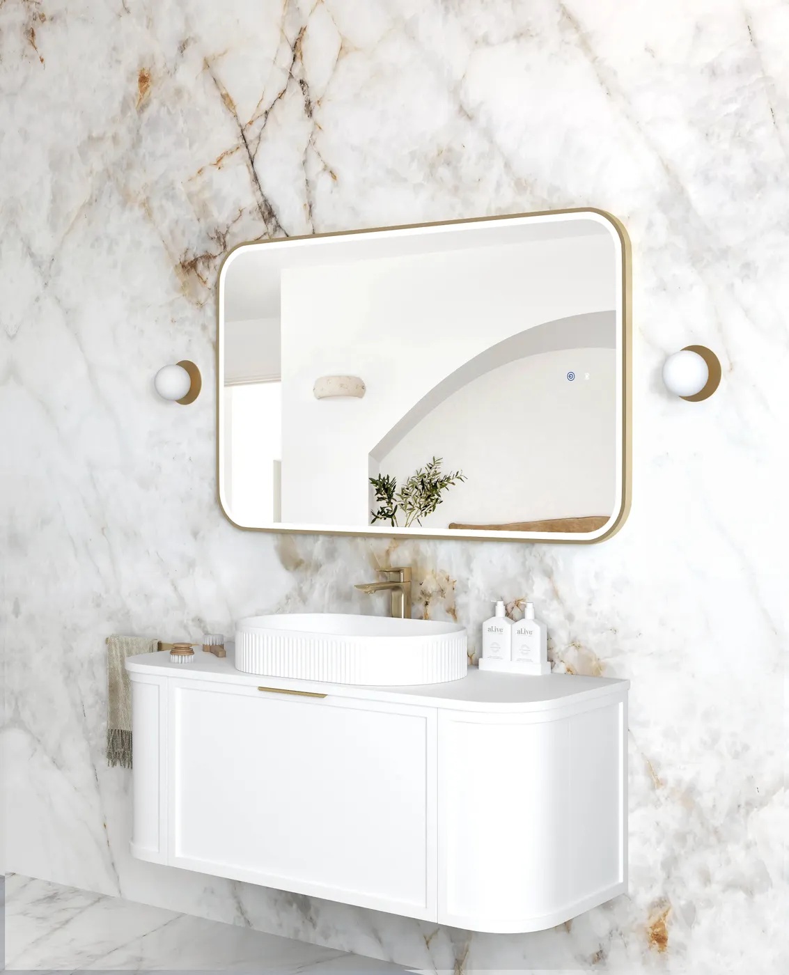 Newport Gold Metal Frame Led Mirror 1200 x 750 - Image 2