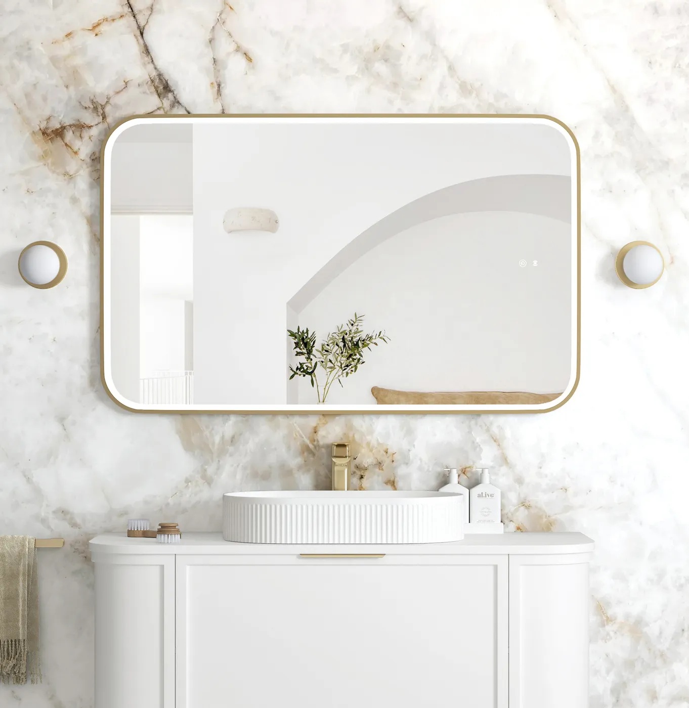 Newport Gold Metal Frame Led Mirror 1200 x 750
