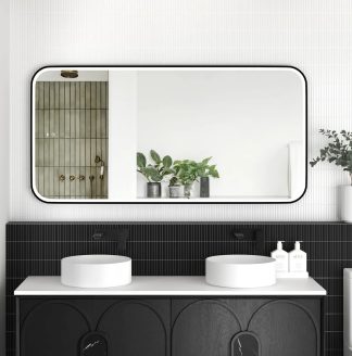 Newport Matte Black Metal Frame Led Mirror 1500 x 750