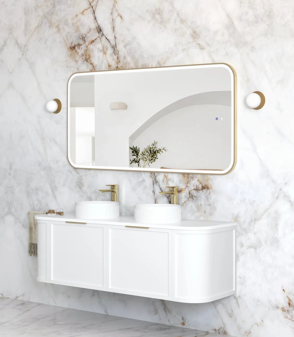 Newport Gold Metal Frame Led Mirror 1500 x 750 - Image 2