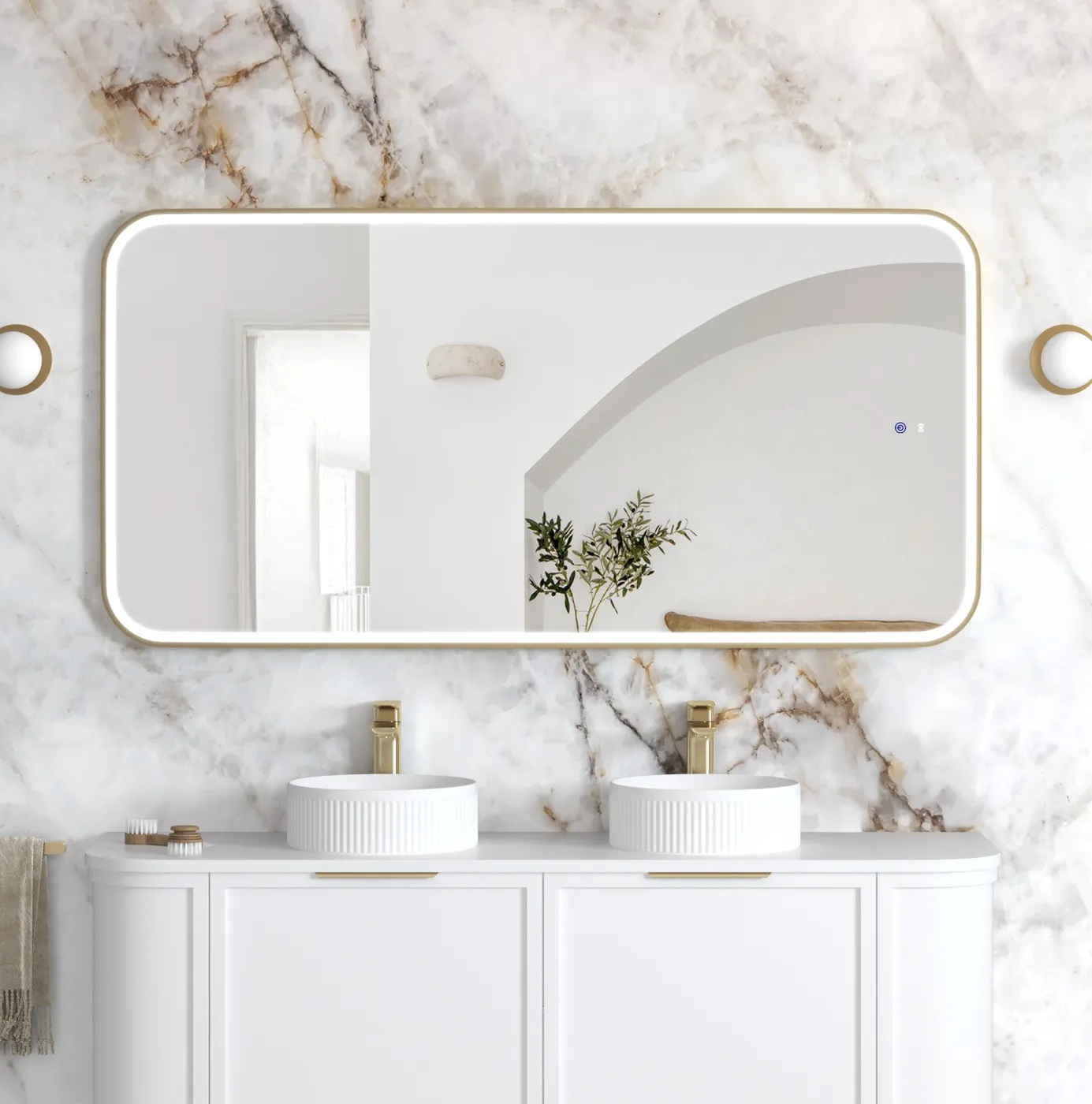 Newport Gold Metal Frame Led Mirror 1500 x 750