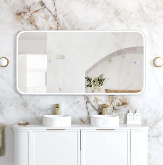 Newport White Metal Frame Led Mirror 1500 x 750