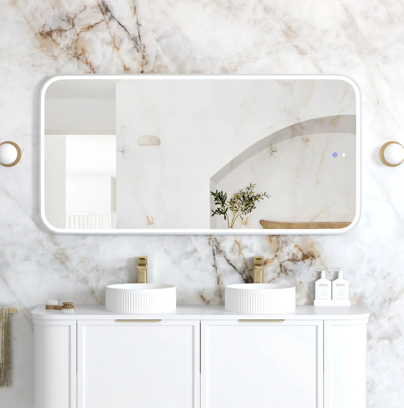 Newport White Metal Frame Led Mirror 1500 x 750