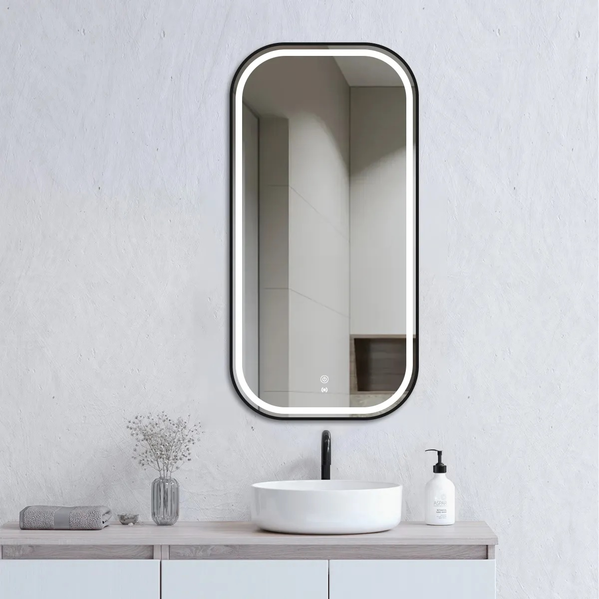 Newport Black Frame LED Mirror 900 x 450