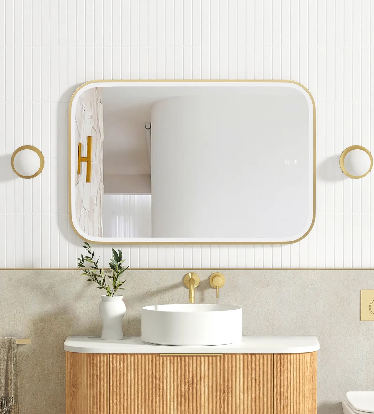 Newport Gold Metal Frame Led Mirror 900 x 600