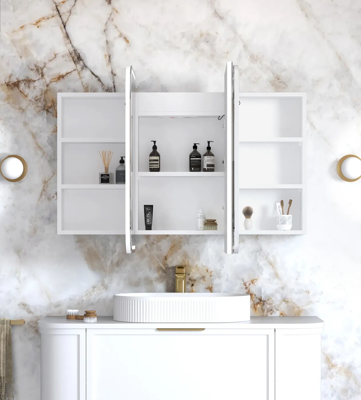 Newport Led Shaving Cabinet 1200 x 750 Matte White Premium Edition - Image 2