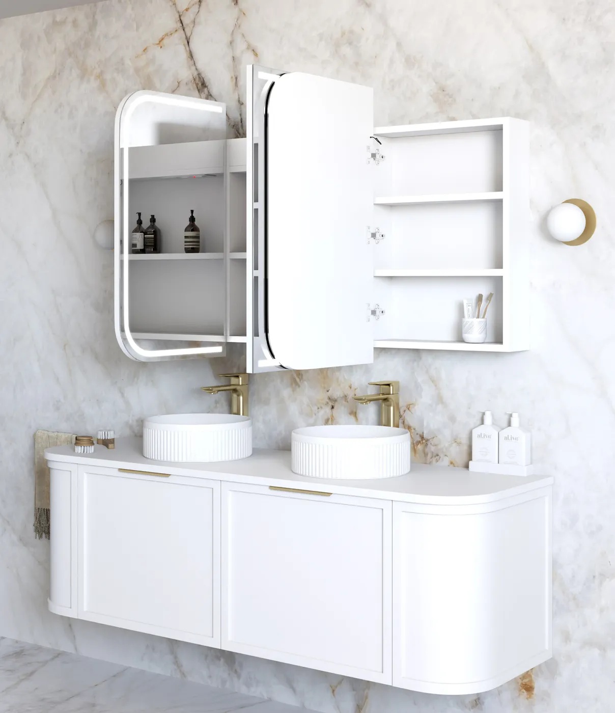 Newport Led Shaving Cabinet 1500 x 750 Matte White Premium Edition - Image 2
