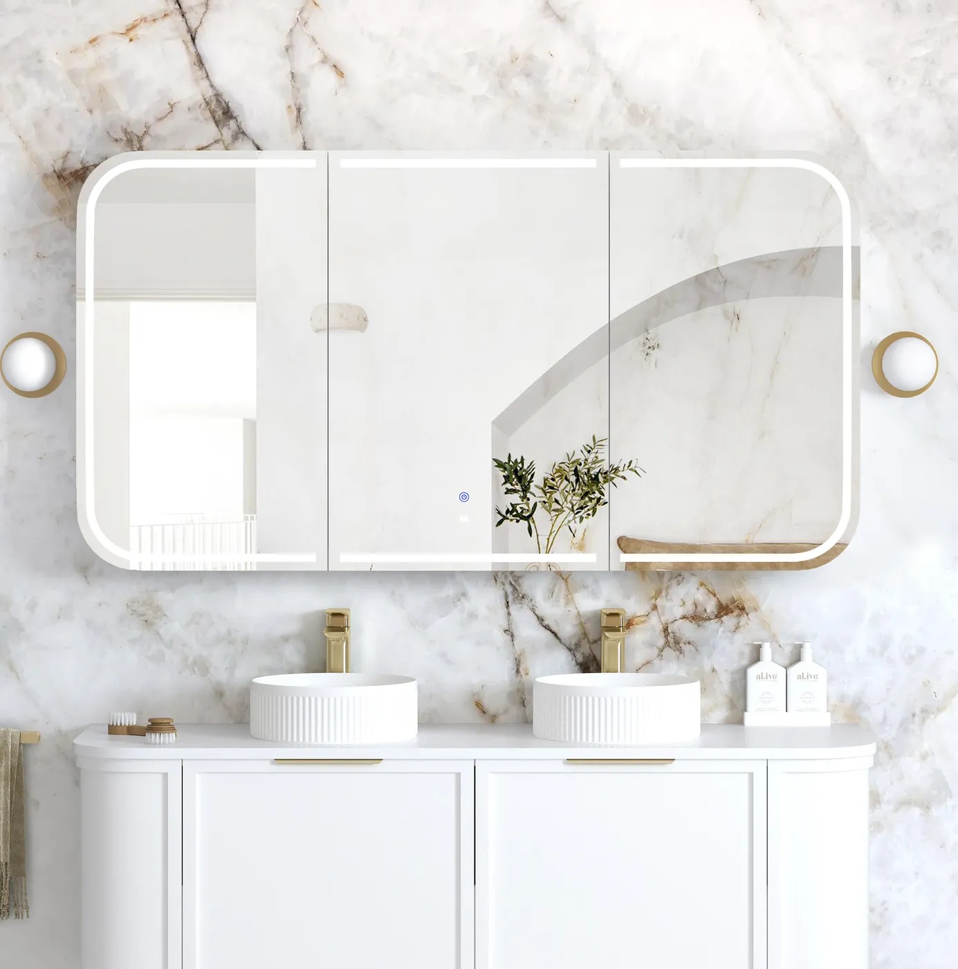 Newport Led Shaving Cabinet 1500 x 750 Matte White Premium Edition