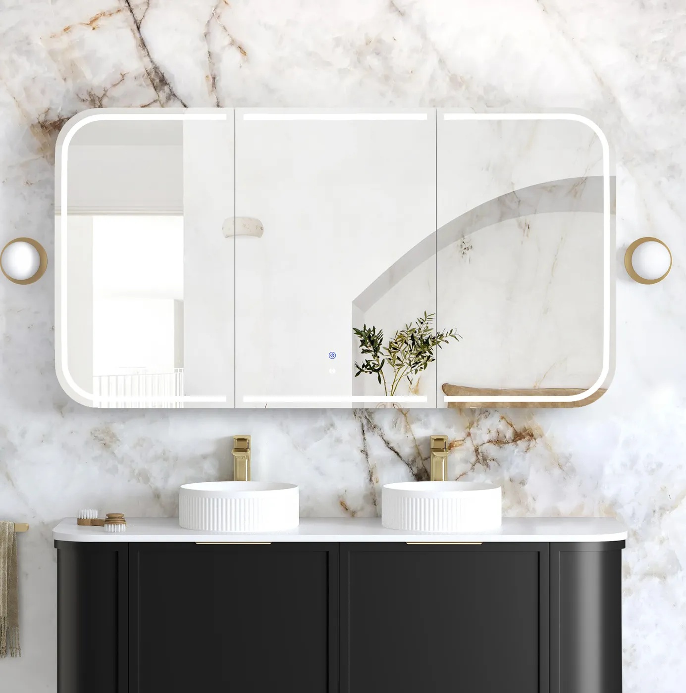 Newport Led Shaving Cabinet 1500 x 750 Black Oak Premium Edition