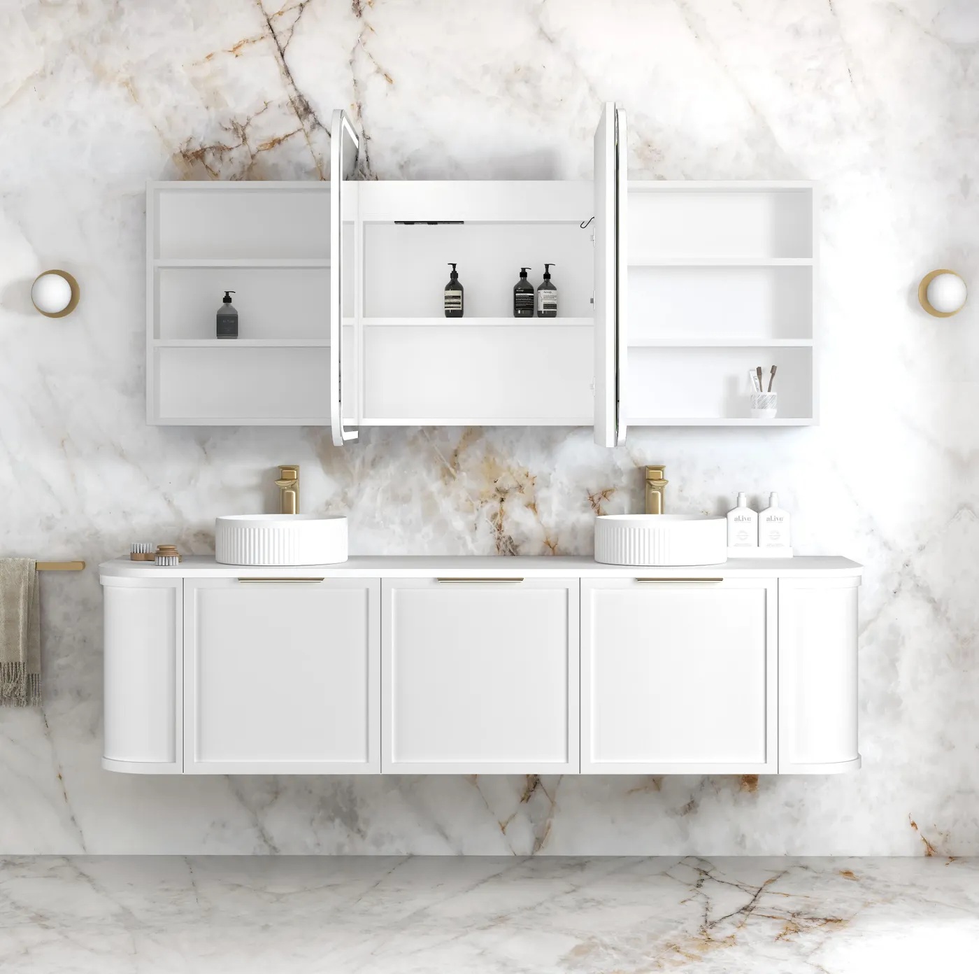 Newport Led Shaving Cabinet 1800 x 750 White Premium Edition - Image 2
