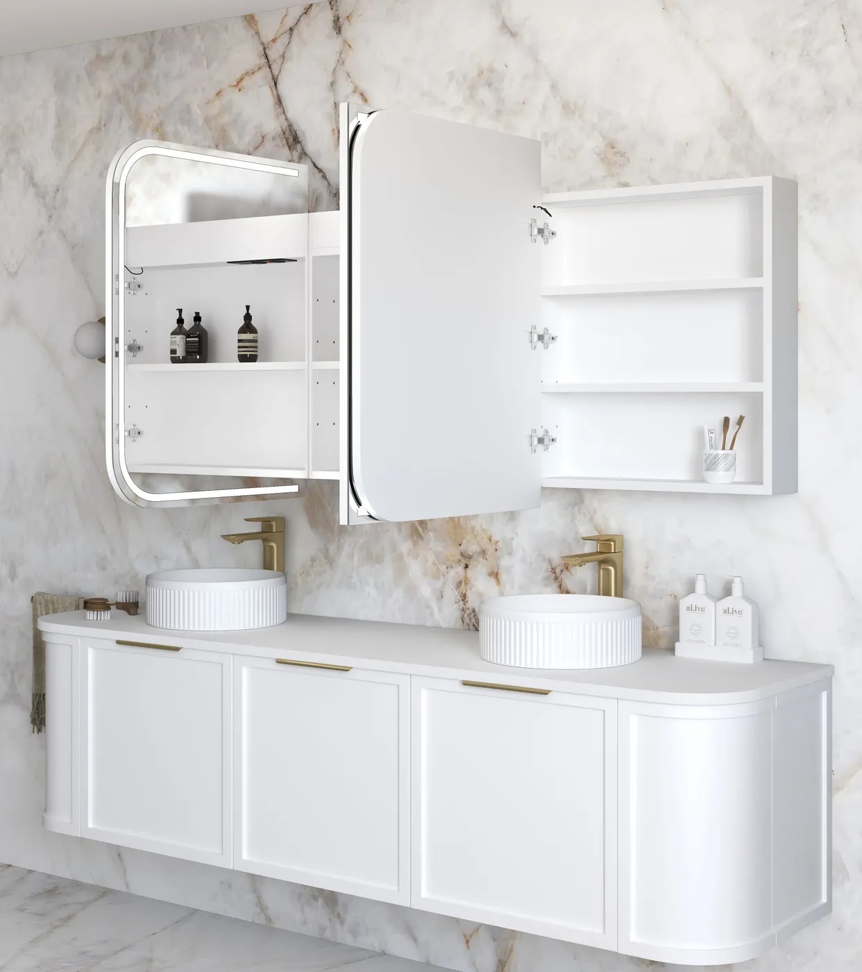 Newport Led Shaving Cabinet 1800 x 750 White Premium Edition - Image 3