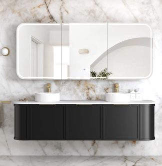 Newport Led Shaving Cabinet 1800 x 750 Black Oak Premium Edition