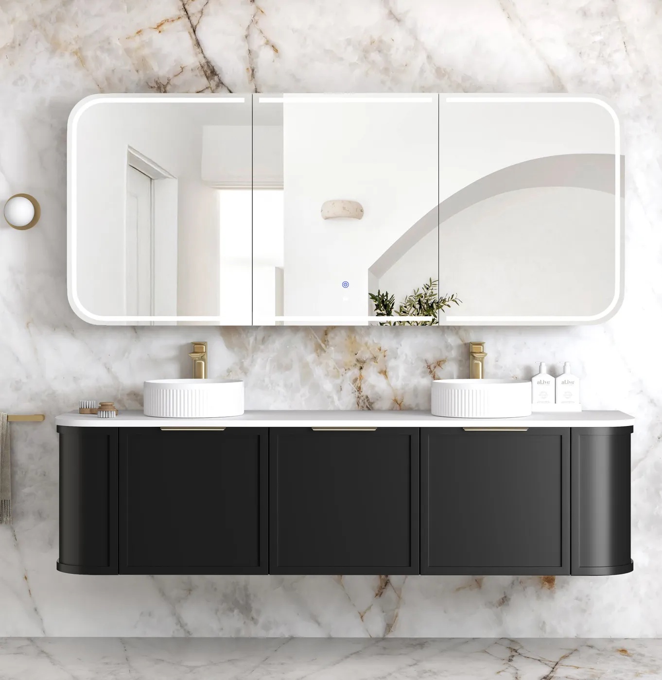 Newport Led Shaving Cabinet 1800 x 750 Black Oak Premium Edition