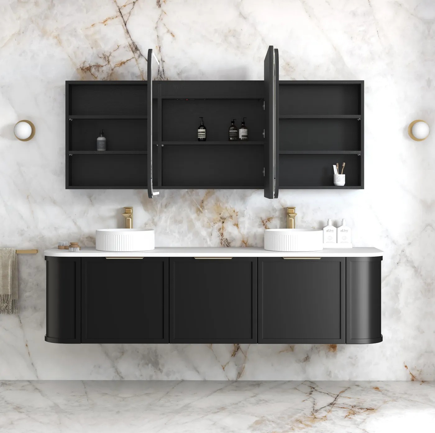 Newport Led Shaving Cabinet 1800 x 750 Black Oak Premium Edition - Image 2