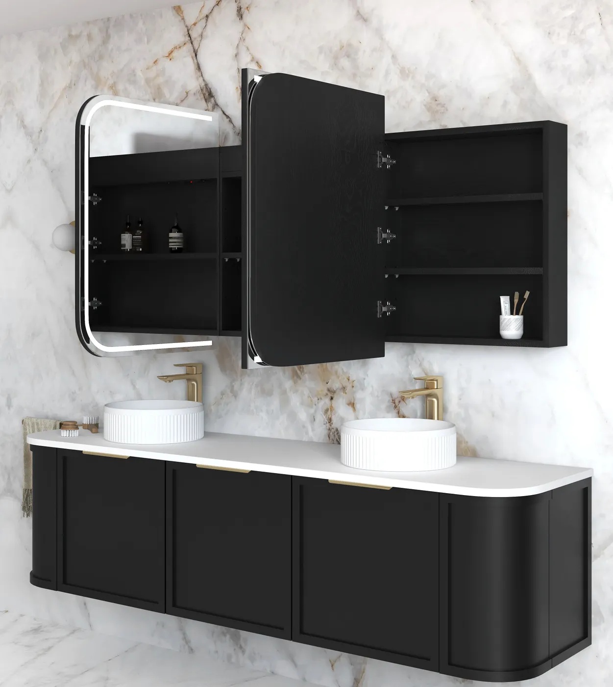 Newport Led Shaving Cabinet 1800 x 750 Black Oak Premium Edition - Image 3