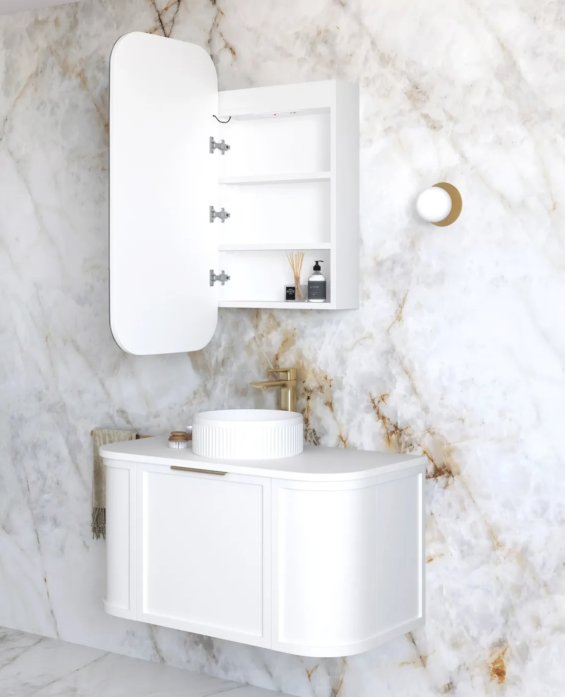 Newport Led Shaving Cabinet 450 x 900 Matte White Premium Edition - Image 3