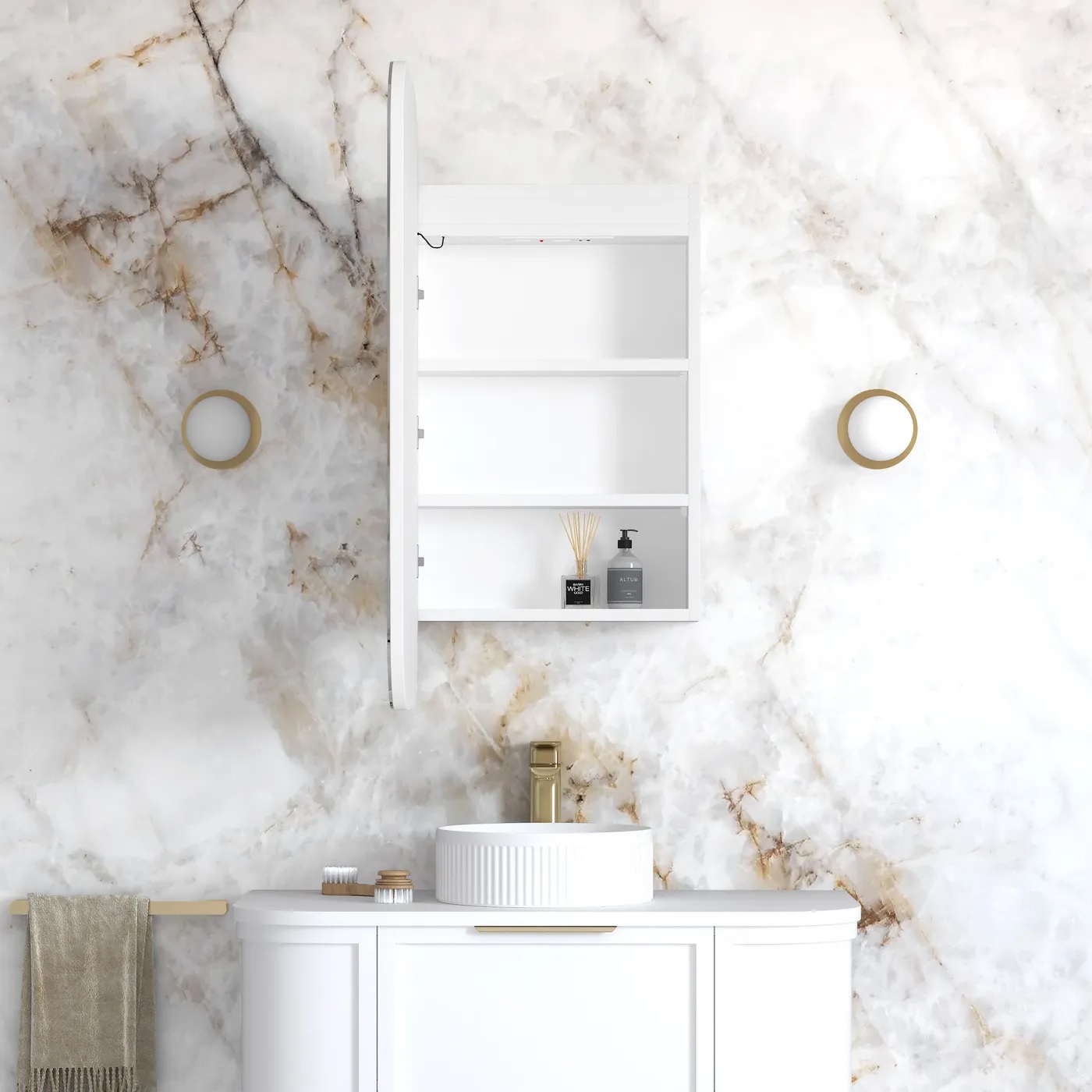 Newport Led Shaving Cabinet 450 x 900 Matte White Premium Edition - Image 4