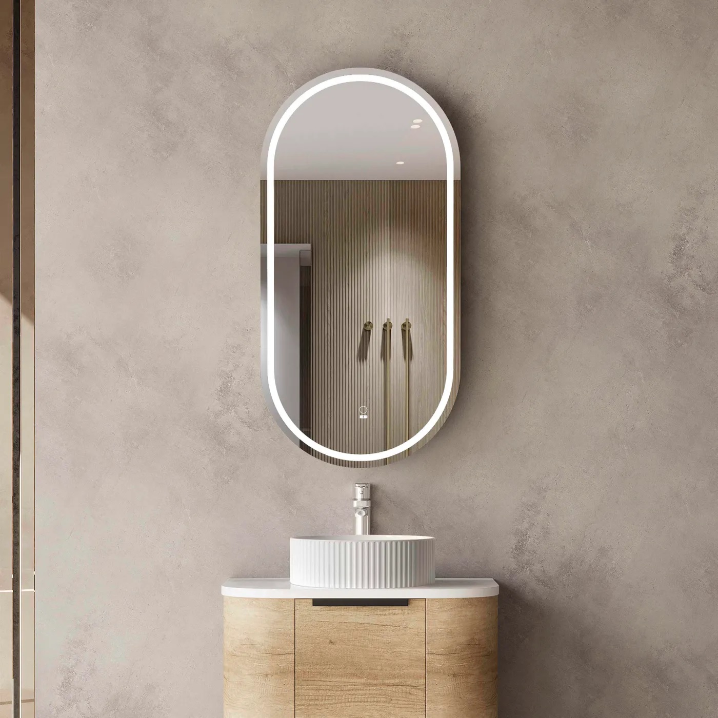 Noosa Led Shaving Cabinet 450 x 900 Natural Oak