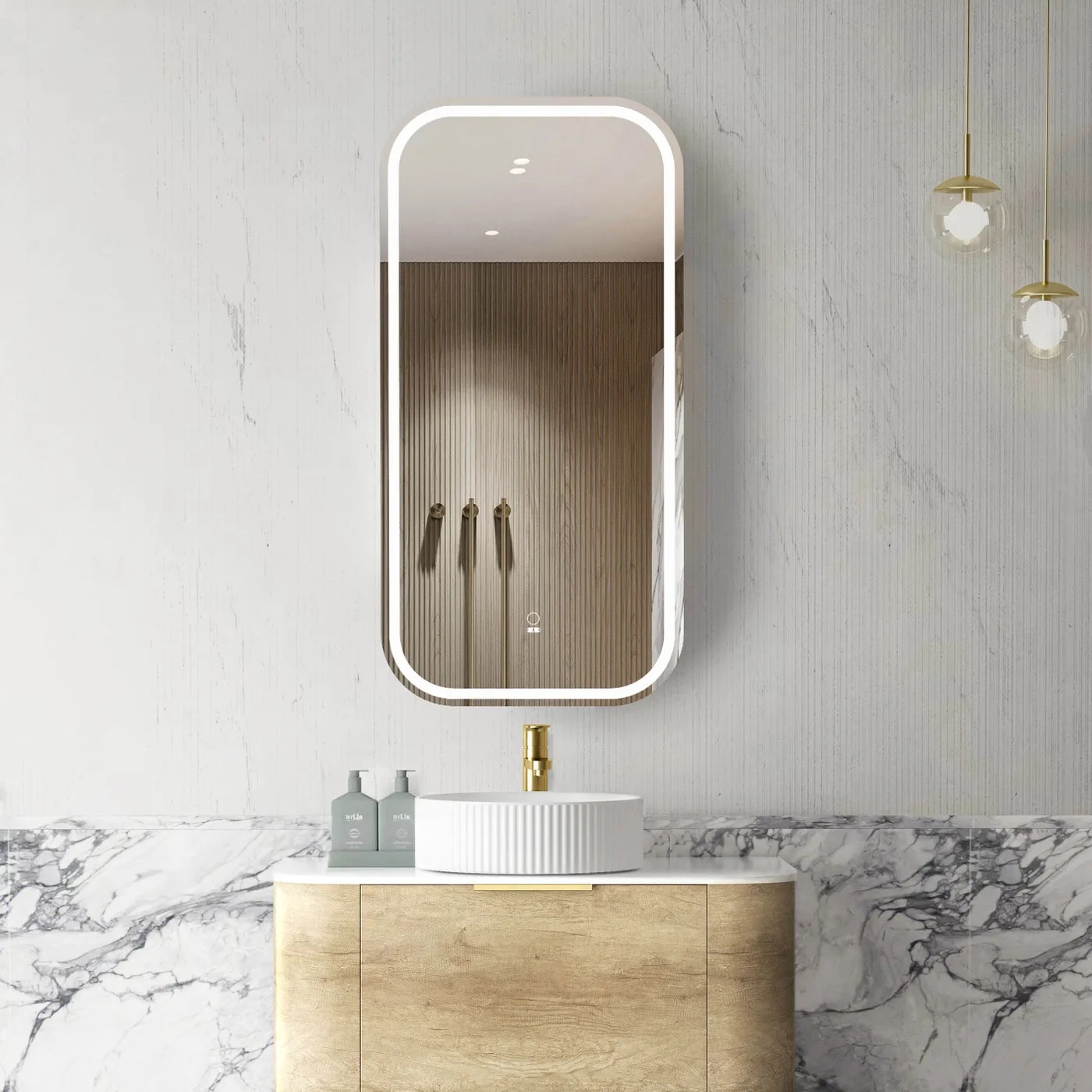 Newport Led Shaving Cabinet 450 x 900 Natural Oak