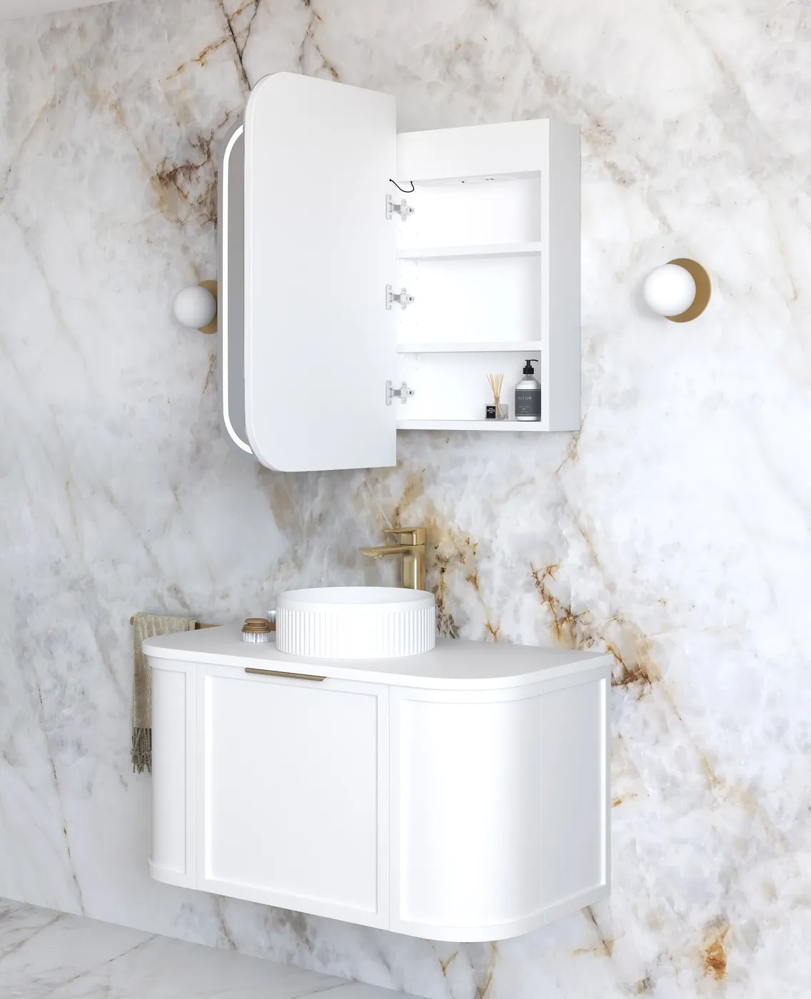 Newport Led Shaving Cabinet 900 x 750 Matte White Premium Edition - Image 3