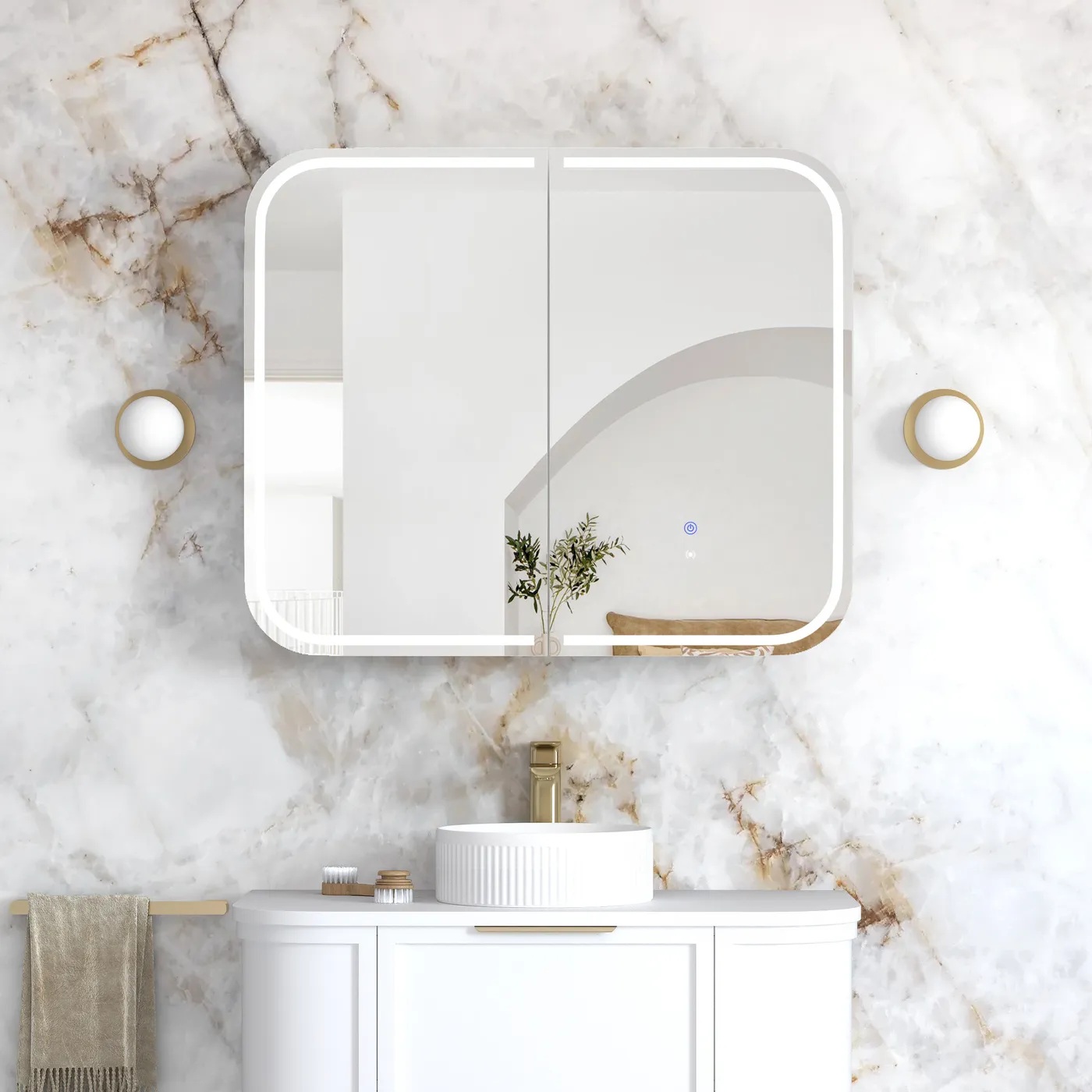 Newport Led Shaving Cabinet 900 x 750 Matte White Premium Edition