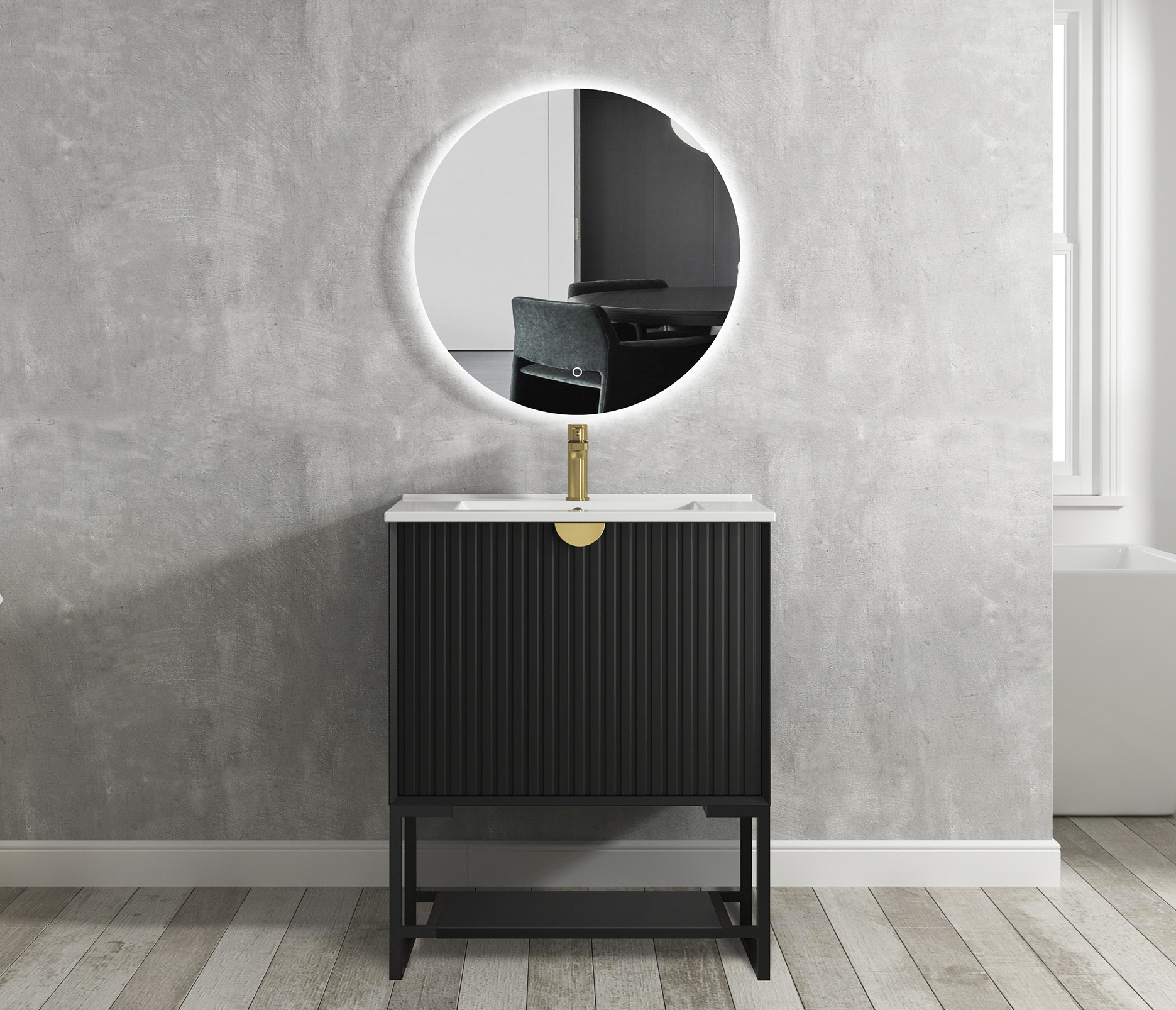 Marlo Wave Matte Black 750 Free Standing Vanity