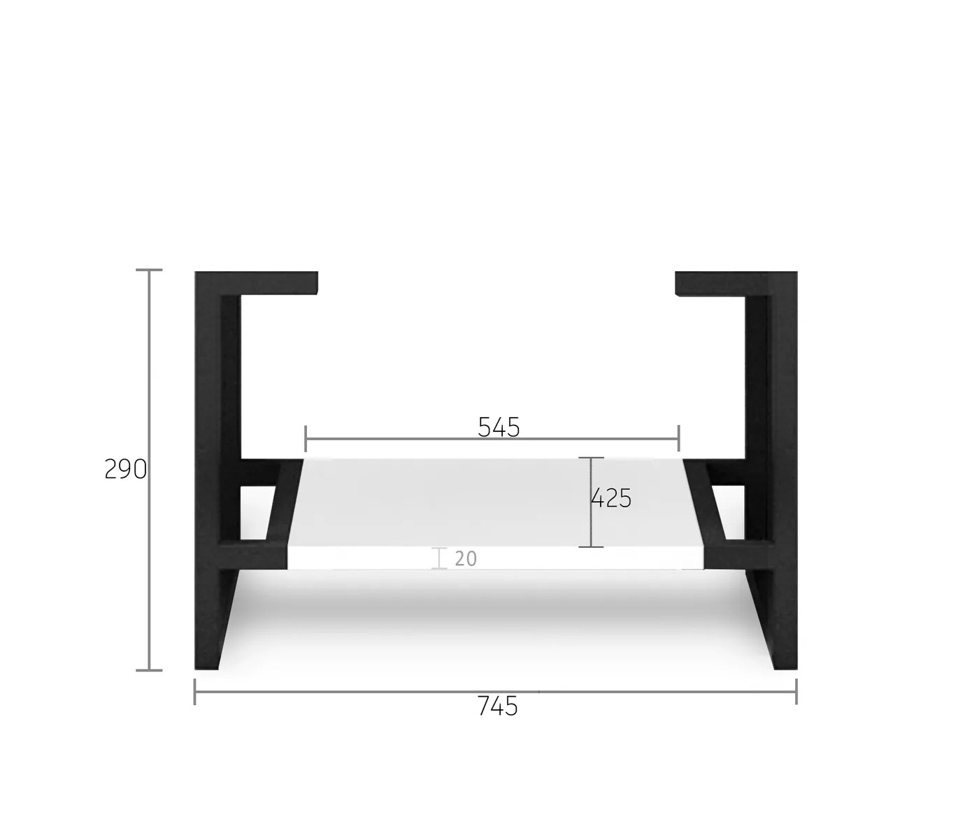 Noosa 750 Matte White Shelf & Matte Black Legs