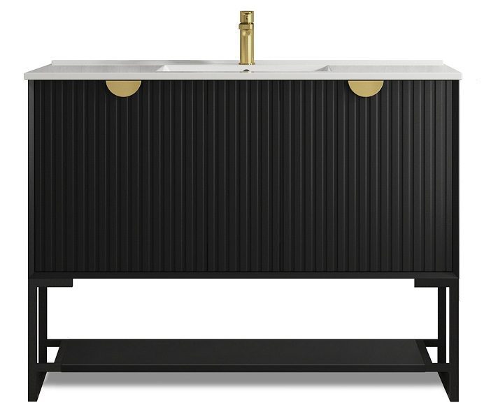 Marlo Wave Matte Black 1200 Free Standing Vanity