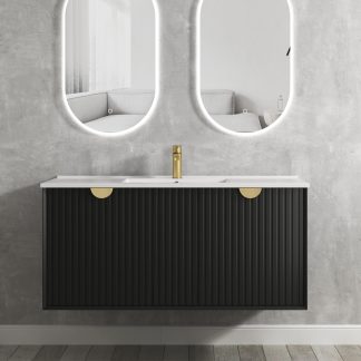 Marlo Wave Matte Black 1200 Wall Hung Vanity