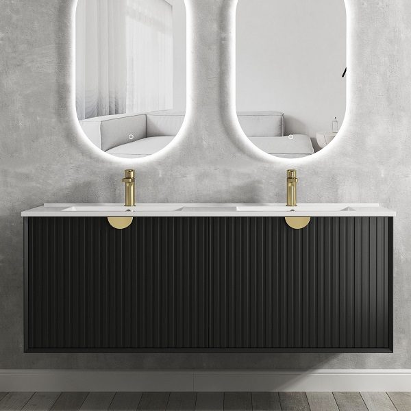 Marlo Wave Matte Black 1500 Wall Hung Vanity - Image 2