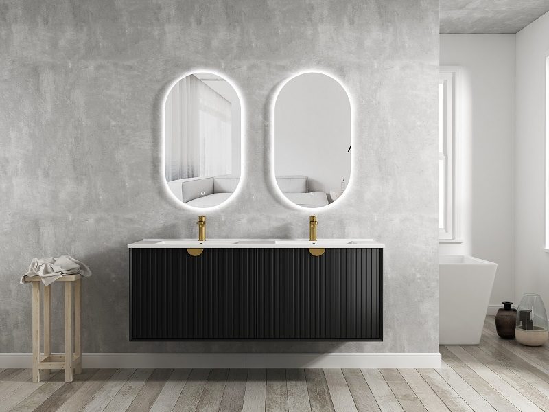 Marlo Wave Matte Black 1500 Wall Hung Vanity - Image 3