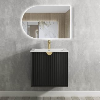 Marlo Wave Matte Black 600 Wall Hung Vanity