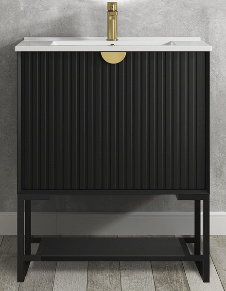 Marlo Wave Matte Black 750 Free Standing Vanity - Image 2