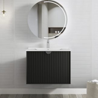 Marlo Wave Matte Black 750 Wall Hung Vanity