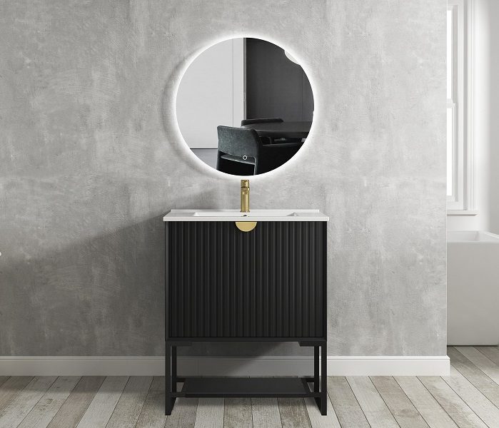 Marlo Wave Matte Black 900 Free Standing Vanity - Image 2