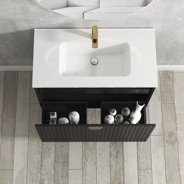 Marlo Wave Matte Black 900 Free Standing Vanity - Image 3